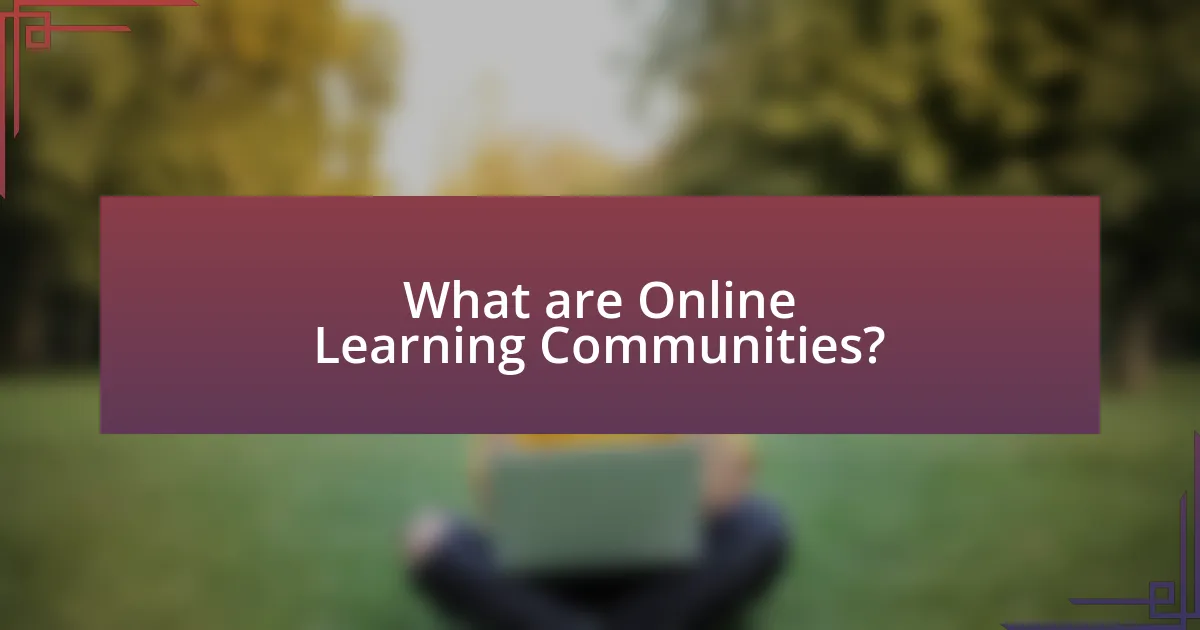 What are Online Learning Communities?