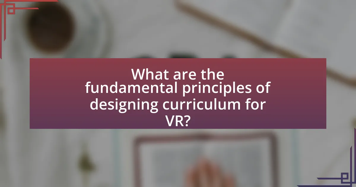 What are the fundamental principles of designing curriculum for VR?