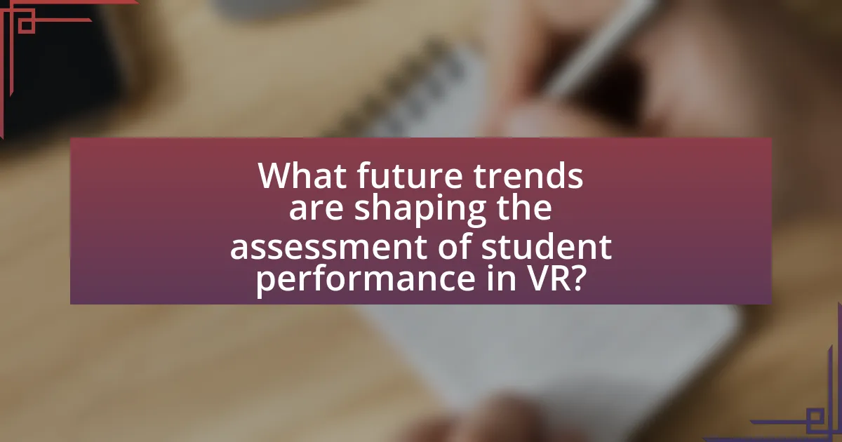 What future trends are shaping the assessment of student performance in VR?