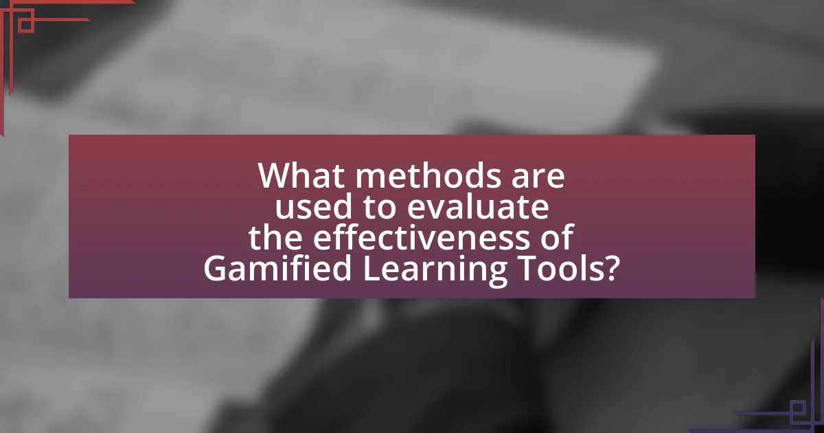 What methods are used to evaluate the effectiveness of Gamified Learning Tools?